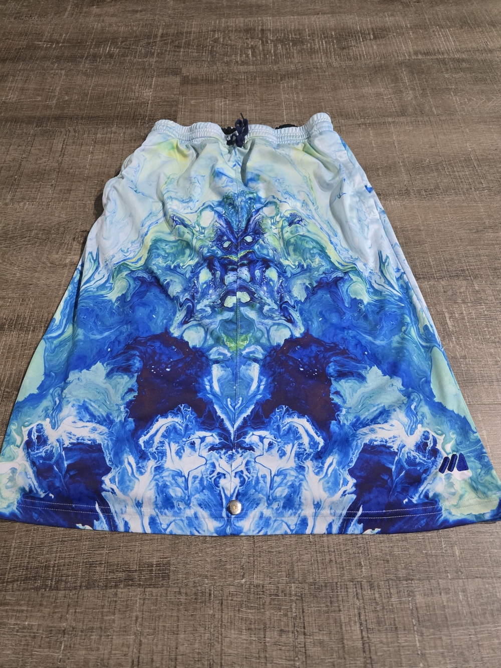 Blue Marble Print Midi Skirt